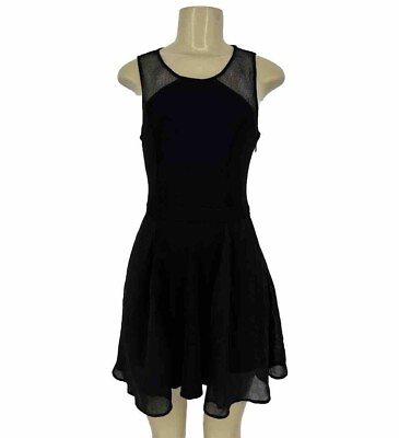 #ad BEBE Small Women Fit Flare Mini Dress Black Party Sleeveless AB01 $19.52