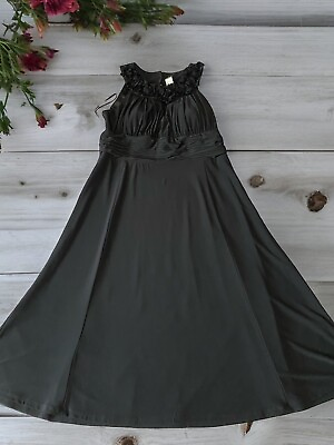 #ad Sangria Womens Sz 14 Dress Midi Halter Ruffle Special Event Flowy Cocktail Black $13.99