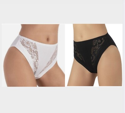 #ad Jadea 788 Donna Women#x27;s 3 White amp; Black Panties with Lace Trim Size 4 $11.99