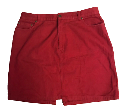 #ad Vintage Newport News Jeanology Vintage Red Denim Jeans Skirt 16W 34quot;W x 21quot;L $19.99