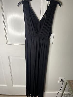 Stella Cruz Women Black Casual Maxi V Neck Dress Size Medium $14.99