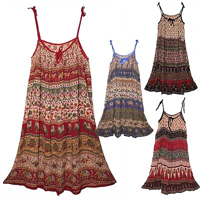 #ad #ad XS To 6XL Indian Ethnic Boho Summer Sundress For Women Retro Dress Hippie Gypsy $32.99
