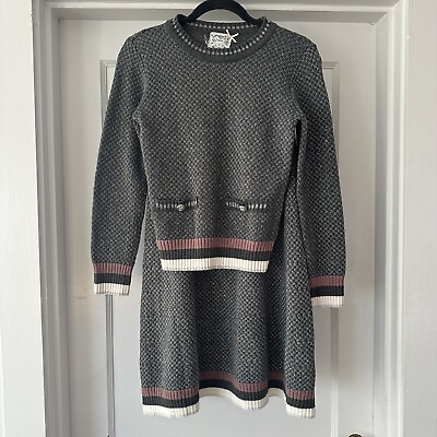 #ad Kidchic Sweater Skirt Set Girls 16 Gray Knit Long Sleeve Sweater Knee Length $12.50