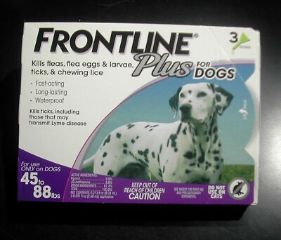 Frontline Plus for Dogs 45 88 lbs 3 pk 100% Genuine U.S EPA Approve $24.75
