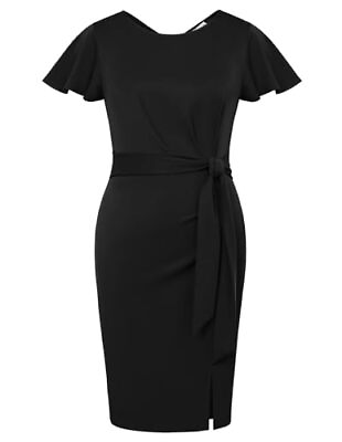 #ad Hanna Nikole Black Cocktail Dresses for Women 2024 Plu Size Side Slit Slim Wo... $51.99