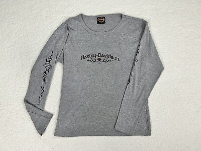 Harley Womens Shirt Large Gray Davidson Cincinnati Graphic Tee Ladies Vintage $19.99