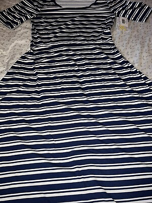 #ad LuLaRoe Ana Blue White Striped Long Maxi Dress Large 12 14 New Unicorn 🦄 NWT $79.99
