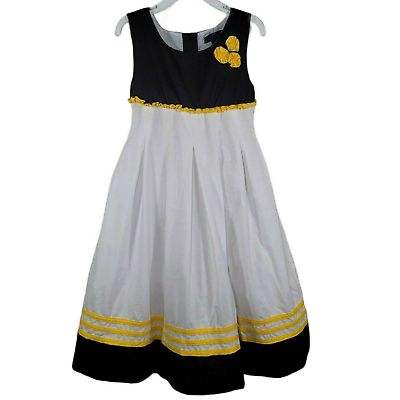 #ad Girl#x27;s Dress Size 6 Flower Girl Tea Party Birthday White Black Yellow Accents $22.00