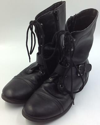 #ad Women#x27;s Ladies Black Faux Leather Zip Up Boots Size 7.5 $35.99
