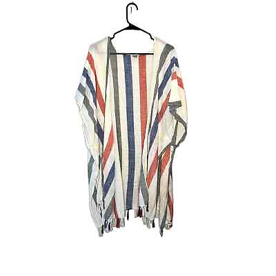 #ad Aerie stripe fringe One size flowy oversized swimsuit beach cover up kimono $25.00