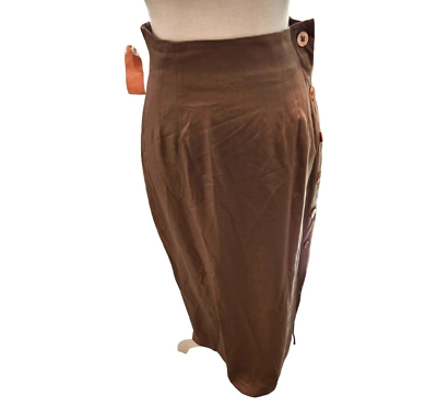 #ad #ad Vintage 80s Deadstock Pencil Skirt Long Size 4 Side Buttons Light Brown Tan $34.97