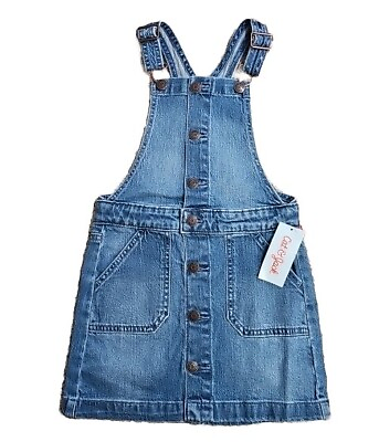 #ad *NWT* Cat amp; Jack Denim Overall Skirtall Girls Dress Pockets Medium Wash Sm 8Y18 $13.94