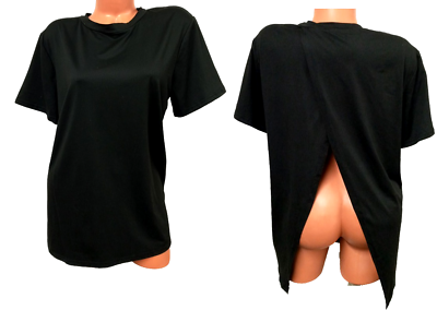#ad Shein curve black crew neck stretch women#x27;s short sleeve plus top 0XL XL $14.99