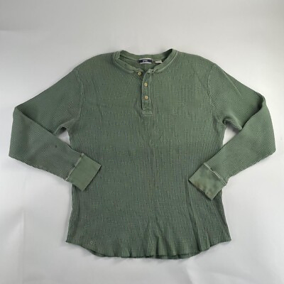 Gap Shirt XXXL Green Women Henley Cotton Waffle Long Sleeve Stain Used Casual $14.99