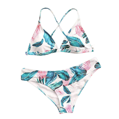 Women#x27;s and Girls#x27; Sporty Padded Floral Swimsuit with Straps Summer Bikini $19.99