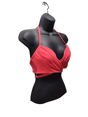 #ad Sundazed Bikini Swim Top Women#x27;s 32 DD Swimsuit Pink Strap Halter Tie Back $19.98