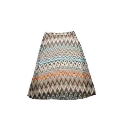 #ad Cato Plus Size 16 Maxi Skirt Sheer Chevron Orange Turquoise Blue Boho Geometric $13.00