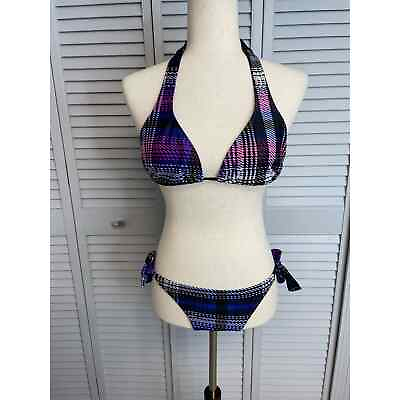 #ad O#x27;Neill two piece plaid tie bikini set triangle tie top bikini style tie bottom $39.00