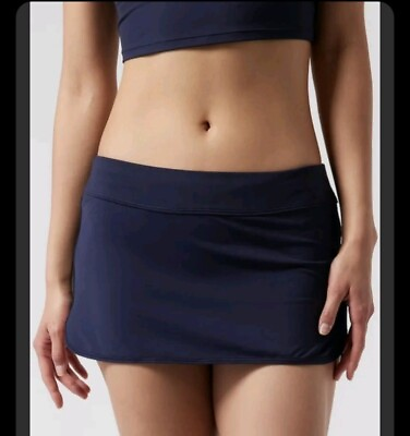 #ad Athleta Swimsuit Skirt Skort Bikini Bottom Womens S Small Blue Navy Tidal NWT $29.00