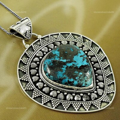 #ad #ad Natural Turquoise Gemstone Jewelry 925 Sterling Silver Pendant Boho For Girls W7 $124.82