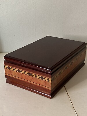 #ad Sears Wooden Jewelry Box With Mirror And Open Top $24.00