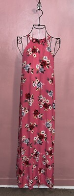 #ad #ad Ann Taylor LOFT Pink Floral Print Sleeveless Maxi Dress Small S $12.99