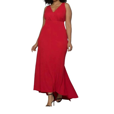 new ELOQUII for lane bryant HOLIDAY PARTY RED hi low drape maxi dress 18 $44.99