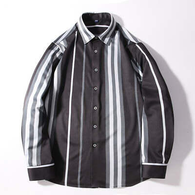 #ad Mens Casual Striped Buttons Party Dress Shirts Fashion Long Sleeves Blouse Tops $33.95