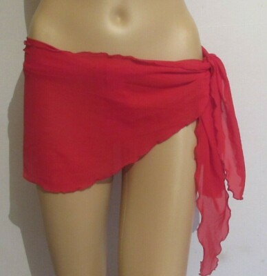 #ad MINI RED MESH SARONG PAREO BEACH COVER UP WRAP SKIRT MADE IN USA 11#x27; 12 INCH $10.95