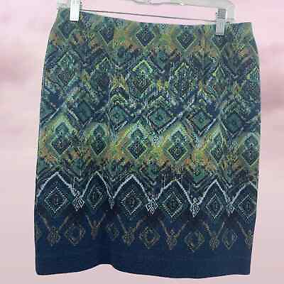 #ad J Jill Pull On Cotton Blend Patterned Multicolor Pencil Skirt Petite Small $12.99