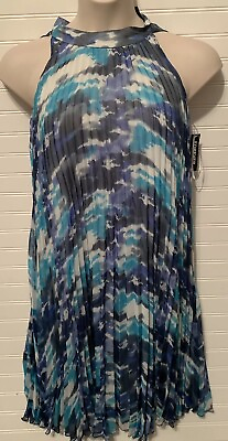 Forever Dress A Line Sz 10 Sleeveless Blue multi color lined NEW $11.04