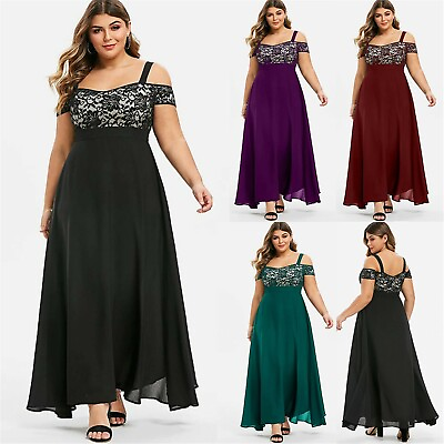 #ad Plus Size Womens Maxi Dress Ladies Cold Shoulder Evening Party Long Dresses 🔥 $23.43