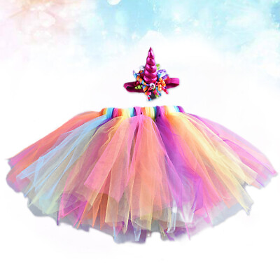 Fancy Baby Girl Tutu Dress Unicorn Headband Christmas Halloween Costume Girls $12.39