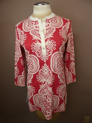 J. McLaughlin Dillards Women#x27;s S NWOT Nylon Tunic Top Red white Paisley Print $39.99