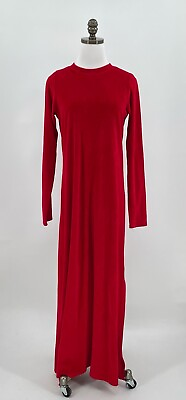 #ad Monica by Monica Mahoney Red Velvet Maxi Dress Long Sleeve Sz S $65.00