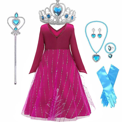 Modle Cosplay Rapuzel Snow Queen Party Girls Frozen 2 Elsa Anna Dress for Girl $14.99