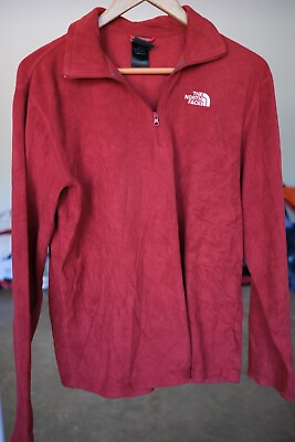 #ad The North Face Red Fleece Long Sleeve Light Jacket Shirt Men#x27;s Size Small $14.95