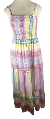 #ad Lane Bryant Strappy Maxi Dress Plus Size 14 16 Striped Pastel Boho Sleeveless $20.00