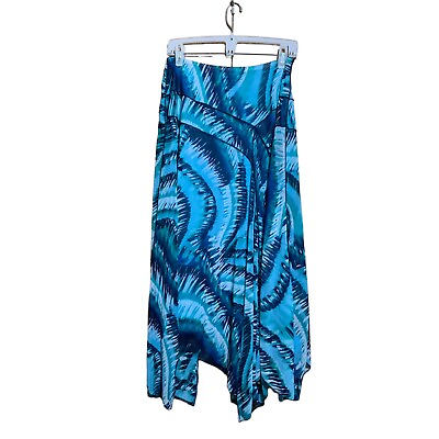 #ad Chicos Maxi Skirt Womens Medium Blue Multicolor Boho Tie Dye Print Asymmetrical $29.99