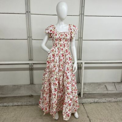 #ad ALTAR#x27;D STATE Janet Floral Maxi Dress Women#x27;s Size M Ivory Pink $74.96