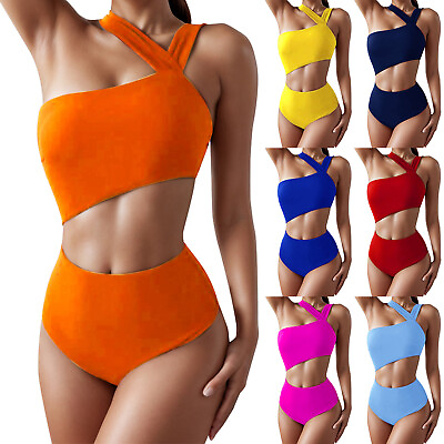 #ad Women Bikini Set High Waisted Size 6 8 10 High Cut Swimsuit Bathing Suit $14.79
