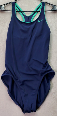 #ad #ad Nike Swimsuit Women#x27;s Medium Navy Sleeveless Round Neck Logo Cross amp; Open Back $24.99