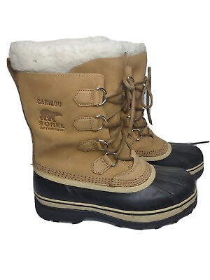 Sorel Caribou Womens Boots Size 8.5 Brown Black Winter Insulated Snow Waterproof $100.94