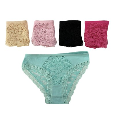 #ad 5 Women Bikini Panties Brief Floral Lace Underwear Size M L XL 6870 $10.99