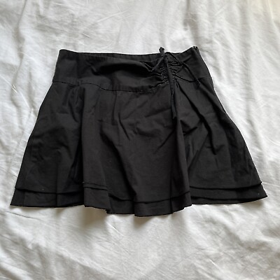 #ad Y2K Black Mini Skirt With Bow Detail $35.00