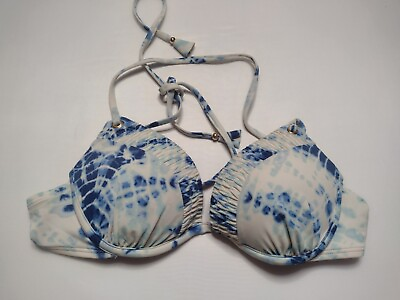 #ad Victoria#x27;s Secret Push up Bikini Top 34A Blue Tie Dye Underwire Swimsuit A1 $7.98