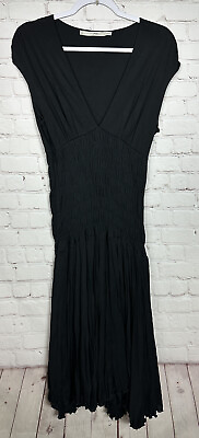 #ad Gibson Viscose black sleevless smocked layered maxi dress sz L $20.25