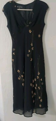 #ad Jones Wear Dress Size Long Maxi Dress BlackBrownamp; Beige Floral $19.99