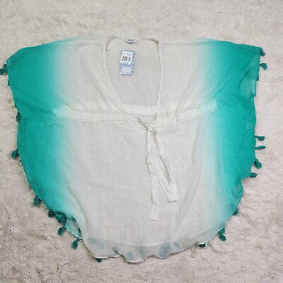 #ad Raviya Swimsuit Bikini Cover Up Tunic Front Tie Size XL Sheer Mint White C6 $11.99