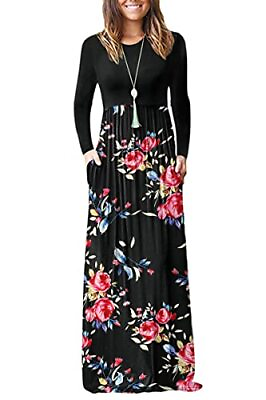 AUSELILY Women Long Sleeve Loose Plain Maxi Dresses Casual Long Dresses with $50.00